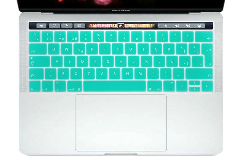 Dla MacBook Pro 13 A1706 Pro 15 A1707 2016 2017 wersja z touch bar 2017 hiszpański europejskiej osłona klawiatury klawiatura Protector: whiteblue