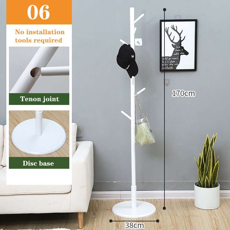 Solid Wood Coat Rack, Floor-to-Ceiling Bedroom Hanger, Single Pole Vertical Clothes Rack, Home Office Simple Hanging: 06