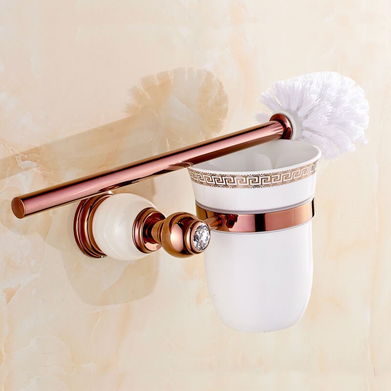 Europäischen stil Marmor Wc-bürstenhalter Rose Gold Überzog Weiße Jade wc-bürste Badezimmer Produkte nützlich für Schlecht: Weiß Jade