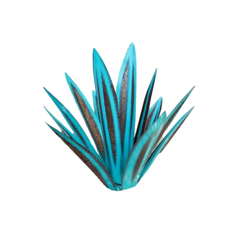 Simulation de plante d'agave artistique, Sculpture rustique en métal, bricolage, pour Patio extérieur, décoration de jardin, piquets de décoration de pelouse, Statue de maison: 27Blue