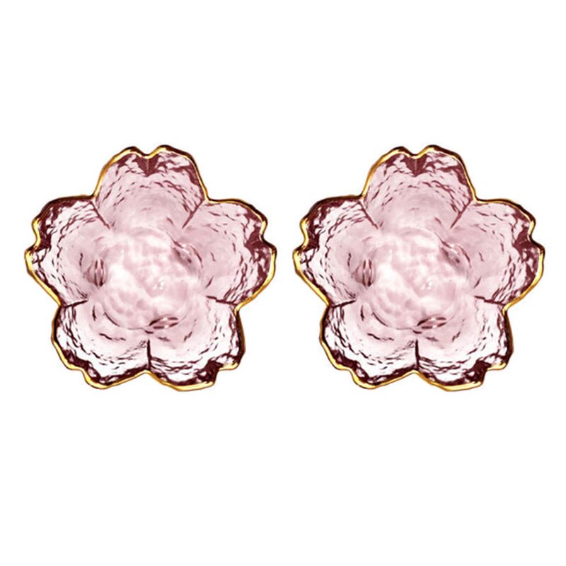 1-3Pcs Japanese Style Small Glass Plate With Golden Border Mini Seasoning Dessert Cute Style Sakura Bowl For Ice Cream Sala: 2Pcs Phnom Penh