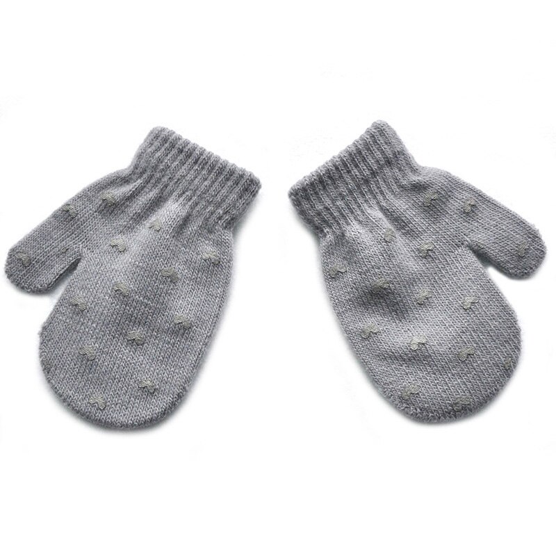 Mitaines pour bébé, tricotées, pour bébé, hiver, doux et , pour bébé garçon et fille: Grey heart