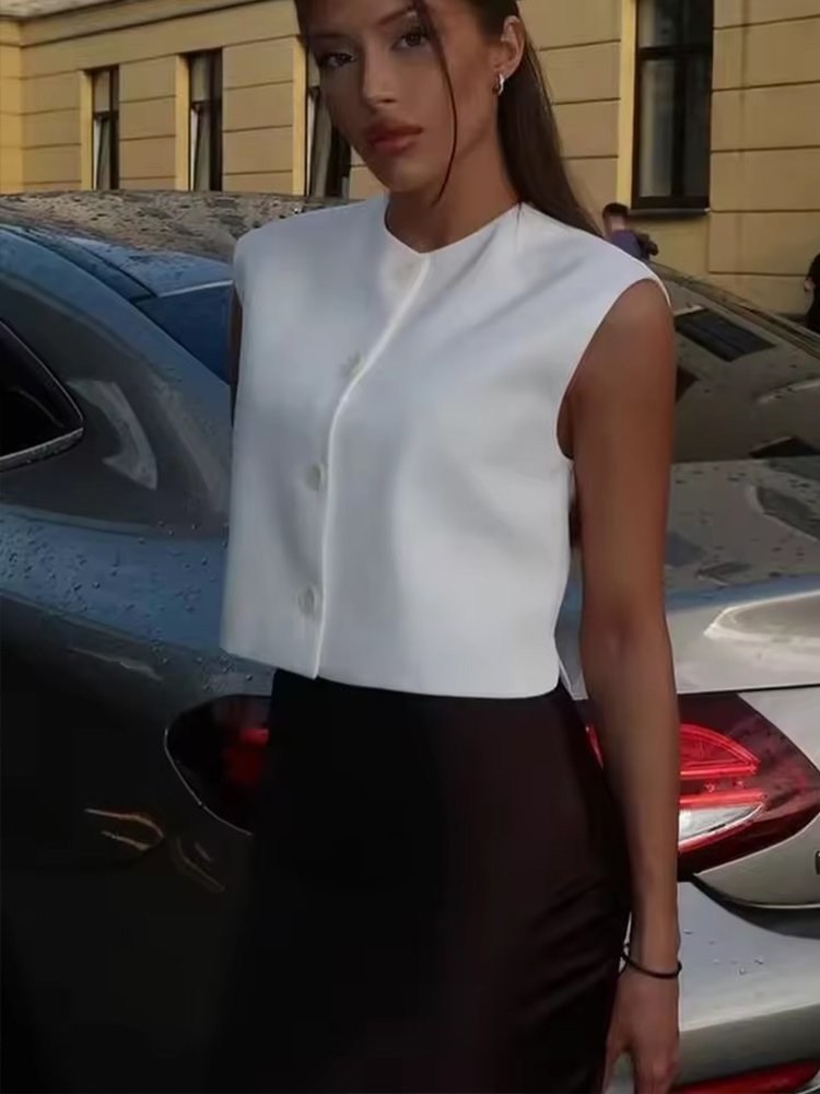 Chaleco Vintage sin mangas para mujer, chalecos holgados a la , abrigo sin mangas para mujer, prendas de vestir exteriores informales para mujer, ropa de calle básica, Tops