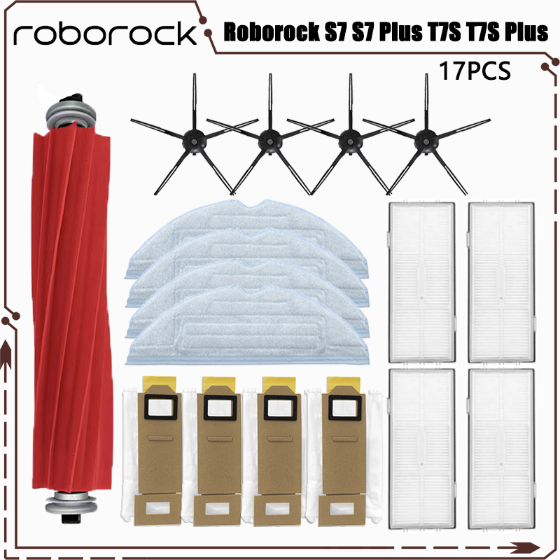 Accessoires pour aspirateur robot Roborock S7 S7 Plus T7S T7S Plus, brosse principale, filtre Hepa, vadrouilles, sac à poussière, pièces de rechange: WHITE