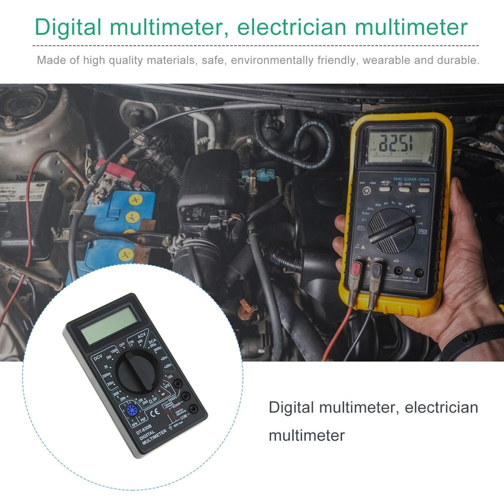 DT830B Mini Multimeter LCD Digital Multimetro For Volt Amp Ohm Tester Meter Voltmeter Ammeter Overload Protection