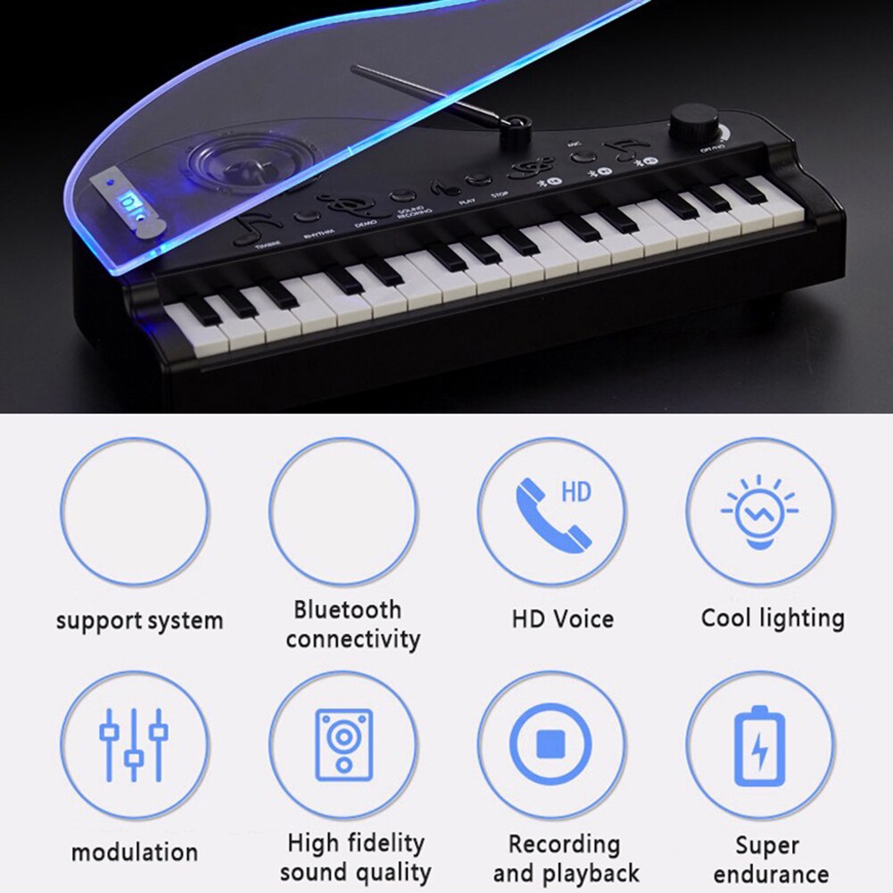Mini Piano de música HD para llamadas de voz, teclado de luz de inducción con carga USB, juguete para niños, Juguetes Educativos de aprendizaje para niños