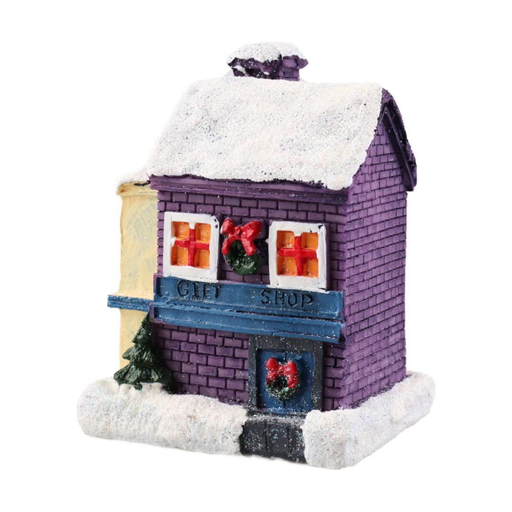 Christmas Decorations Lighthouse Christmas Scene Village Houses Town With Warm White Dream European Style Snow House Kids 1: 03