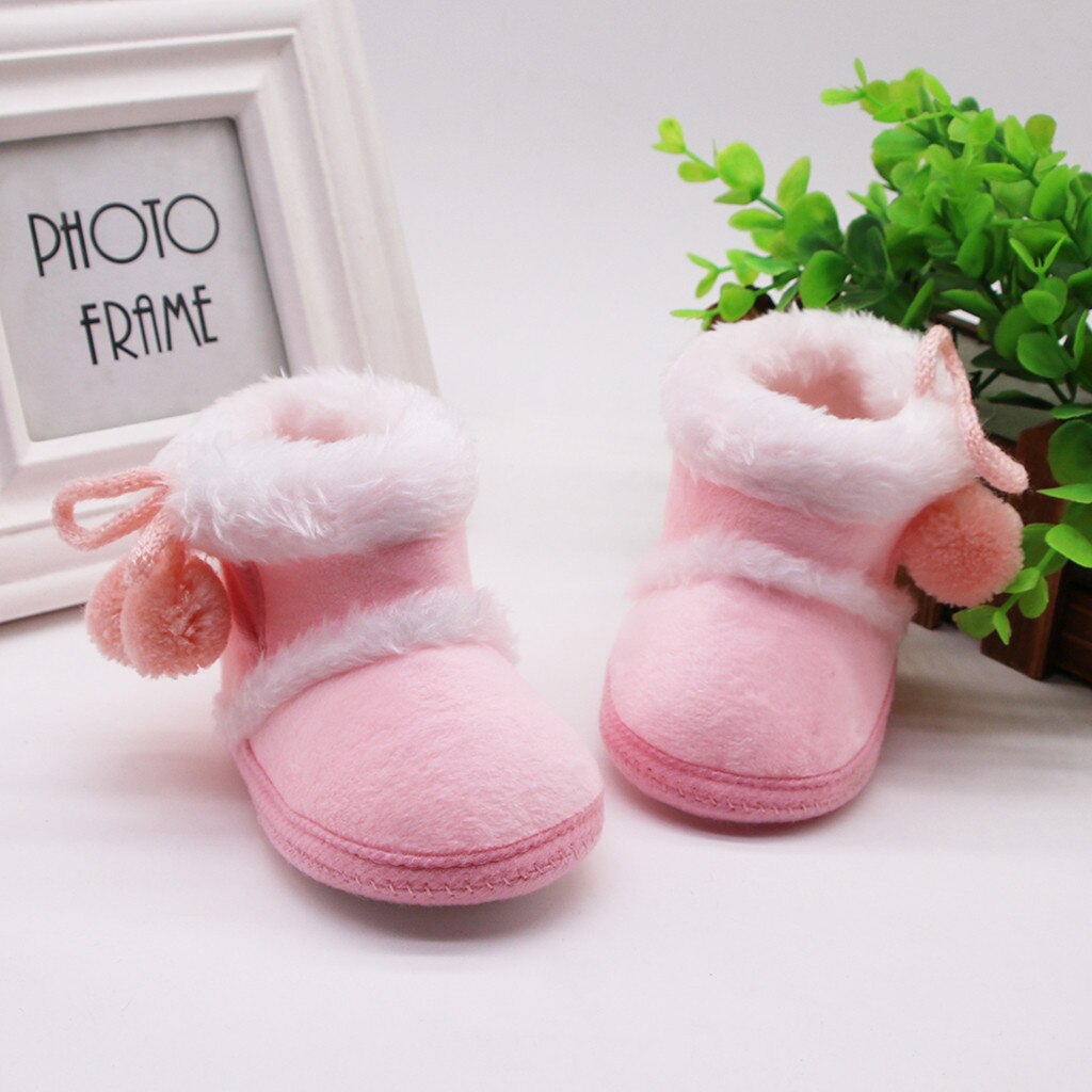 Fahsion Casual Infant Newborn Baby Kids Girls Shoes Boots Cashmere Plush Winter Keep Warm Ankle Boots Bandage Warm Shoes