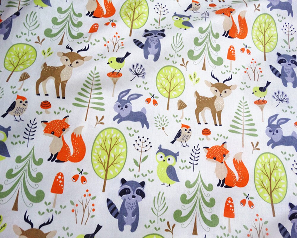 Tissu en coton imprimé renard Animal arbre tissu couture Quilting bébé tissus Patchwork couture accessoires faits à la main 100*160cm bricolage