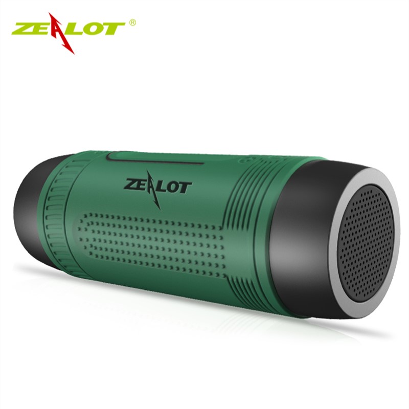 Ijveraar S1 Bluetooth Speaker Outdoor Fiets Draagbare Subwoofer Bass Draadloze Kolom Fm Radio Power Bank + Zaklamp: Green