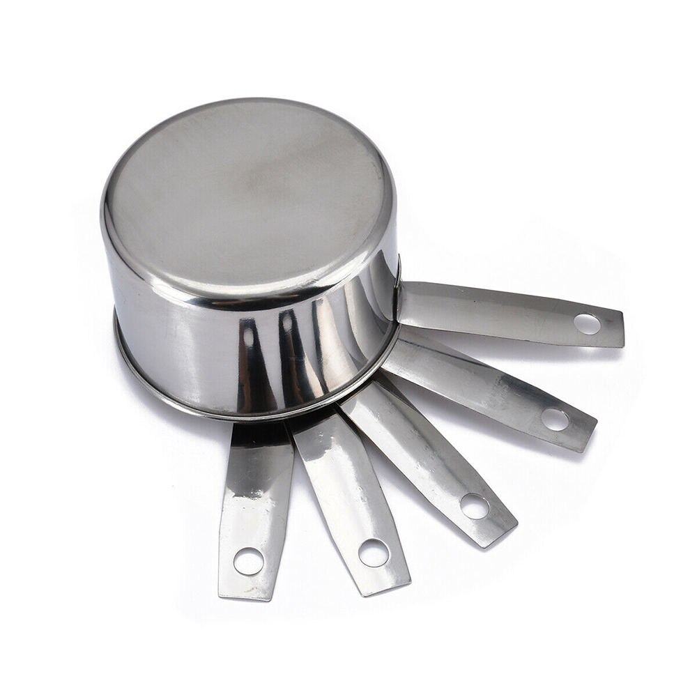 Set van 5 roestvrijstalen maatbekers en -lepels, keukenbakgadget, meetgereedschap, roestvrijstalen maatbekers