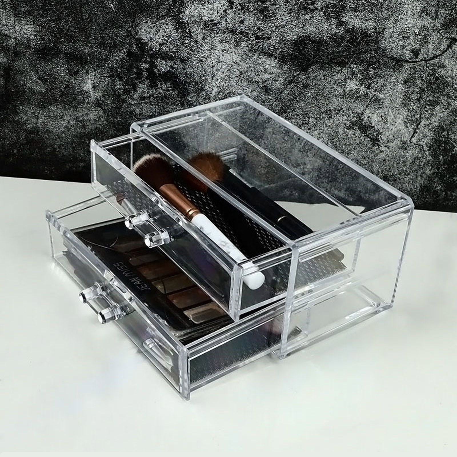 2 Drawer Acrylic Makeup Storage Box Desk Clear Cosmetic Organizer Storage Make Up Organizers And Storage Makeup Stand