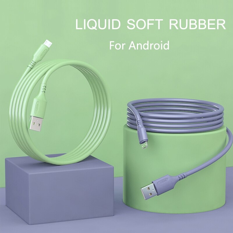 Câble Micro USB en Silicone souple, 1.8m/1.2m/0.25m, pour téléphone Samsung, huawei, xiaomi, Android