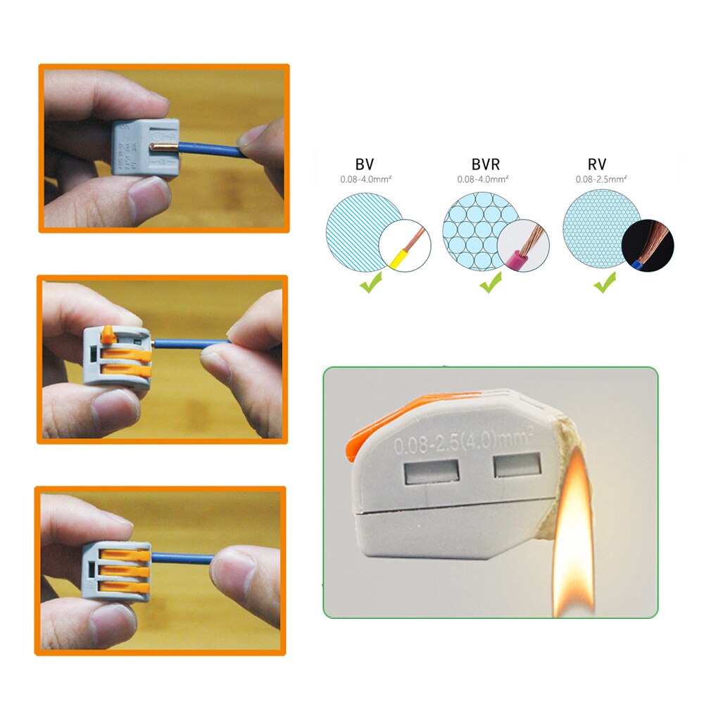wire connector set box universal compact terminal block lighting wire connector for 3 room hybrid quick connector