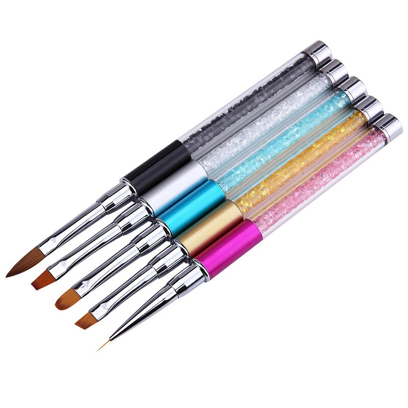 Spiker uv gel pensel liner penn krystall håndtak manikyr negler fransk Kunst akryl uv gel prikker penn forlengelse mann pensel verktøy
