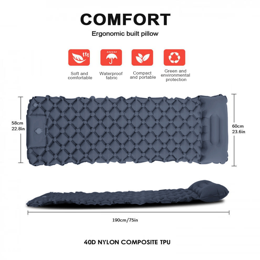 Utomhus tjockare campingmadrass vattentät sovmatta lätt luftkudde för vandring, trekking, fiske, sovunderlag: Orange