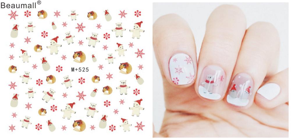 Kerstontwerpen, nagels, kunst, manicure, waterdecals, watertransferstickers voor nagels, tips, schoonheid: M525