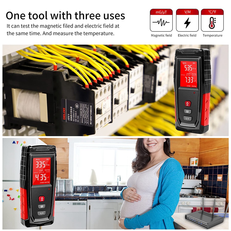 EMF Meter, Electromagnetic Radiation Detector, Rechargeable Digital EMF Tester, Hand-Held Electromagnetic Field Meter