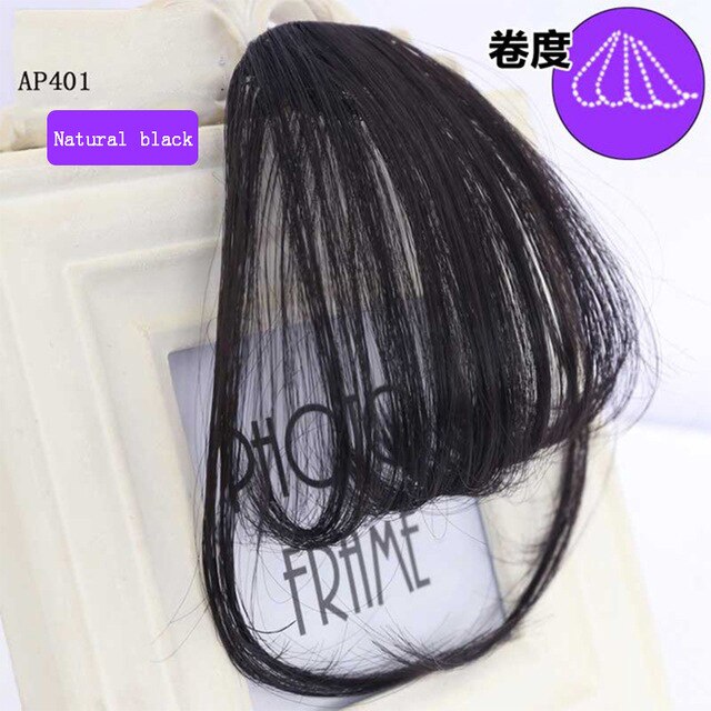 Buqi clip on otsatukka hiuslisäkkeet naisille suora siisti otsatukka ruskea klipsi hiustenpidennyksissä synteettiset topper otsatukka klipsit: L6-53