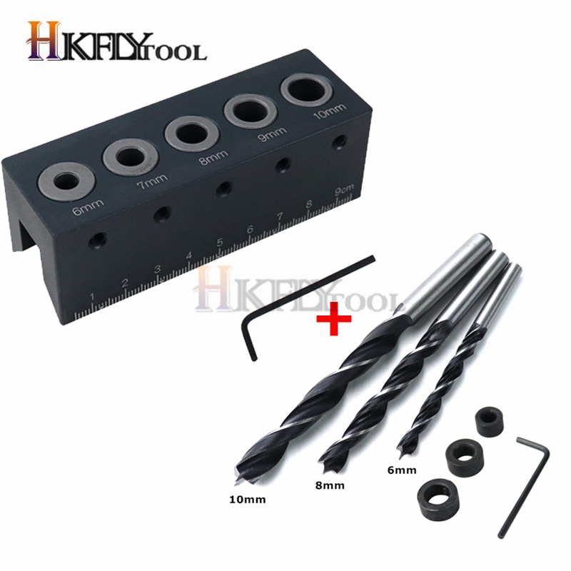 90 graders rät vinkel borrguide ficka hål jig kit aluminiumlegering hål locator doweling jig träbearbetningsverktyg