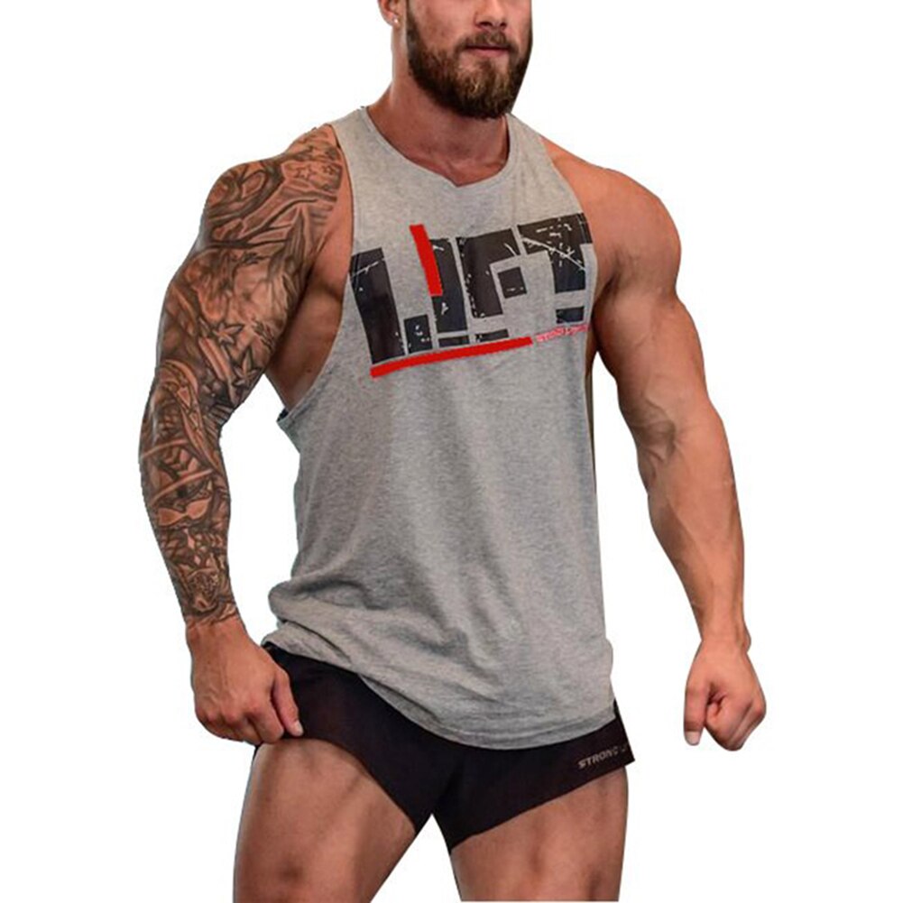 Mænd gym singlet tanktops løse åndbare bodybuilding toppe til sommer aic 88: Grå / Xxl