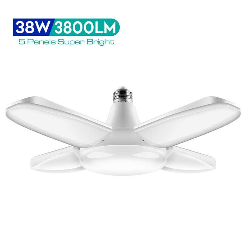 Luz LED para garaje E27 38W plegable luces de iluminación 3800LM bombilla Led garaje las luces de techo para el taller de garaje de la habitación: white light