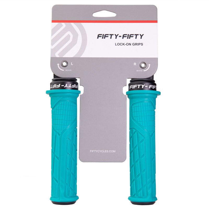 FIFTY-FIFTY MTB Bicycle Grips Custom Rubber Compound Single lock Handlebar Grips Shock-absorbing Soft Bike Grips: Sky Blue