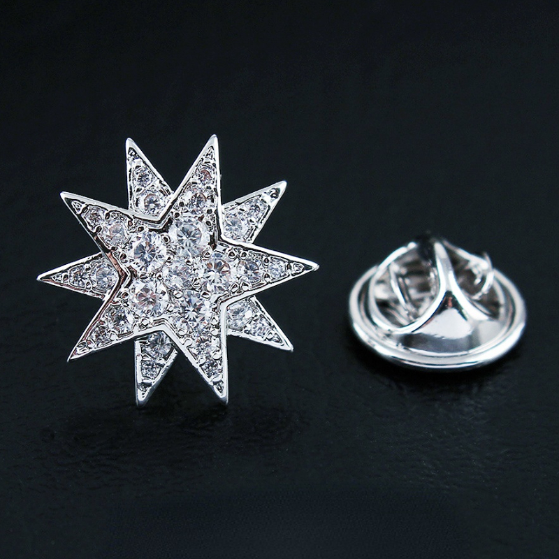Hoogwaardige Zirkoon Kristallen Ster Broches voor Vrouwen Mannen Pak Kraag Pinnen Kleine Metalen Badeg Revers Pin Mode-sieraden: Licht Geel Kleur