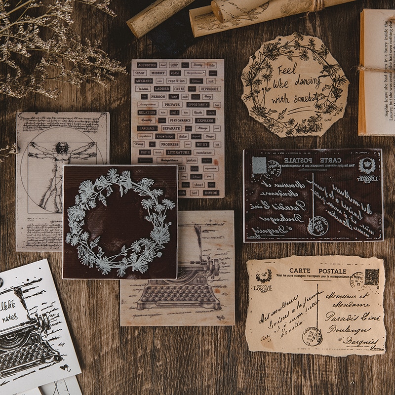 Retro Note Series English Notes Bullet Journal Rubber Stamps for Scrapbooking Cards Decoration Embossing Craft standard stamp