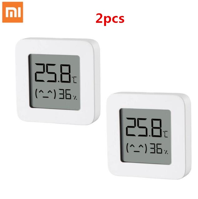 Alkuperäinen xiaomi mijia älykäs lämpömittari 2 bluetooth lämpötila-kosteusanturi lcd digitaalinen kosteusmittari kosteusmittari älykoti: 2 kpl