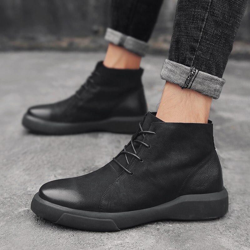 Herfst Mannen Martin Laarzen Borstel Lederen Enkellaarsjes Voor Mannen Winter Mode Casual Schoenen Mannelijke Schoenen Bootie