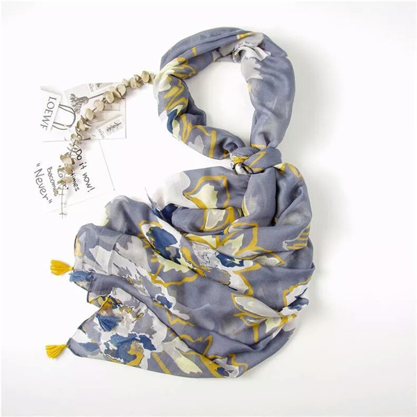 VISROVER-Long foulard en Viscose Shaw | Longue écharpe, imprimé Tropical, pour robe de plage, écharpe d'été pour femmes,: 30