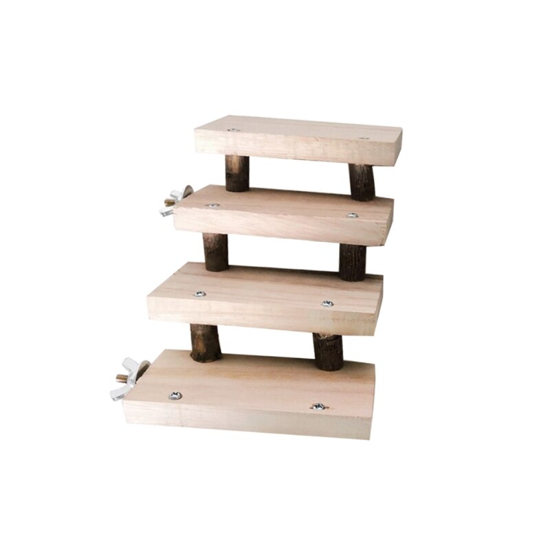 Escalera para hámster de madera Natural de 3/4/5/6/7/8 capas, juguetes para mascotas, loros, escaleras de escalada, , accesorio para jaula: B