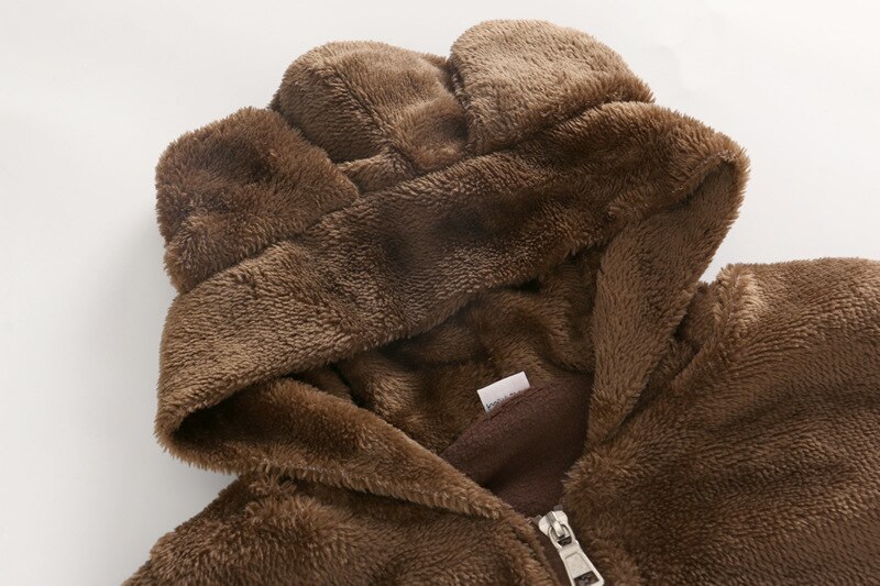 Baby boy clothes cartoon cat ears winter coat baby girl clothing thickened warm lamb wool sweater zipper jacket hooded sweater