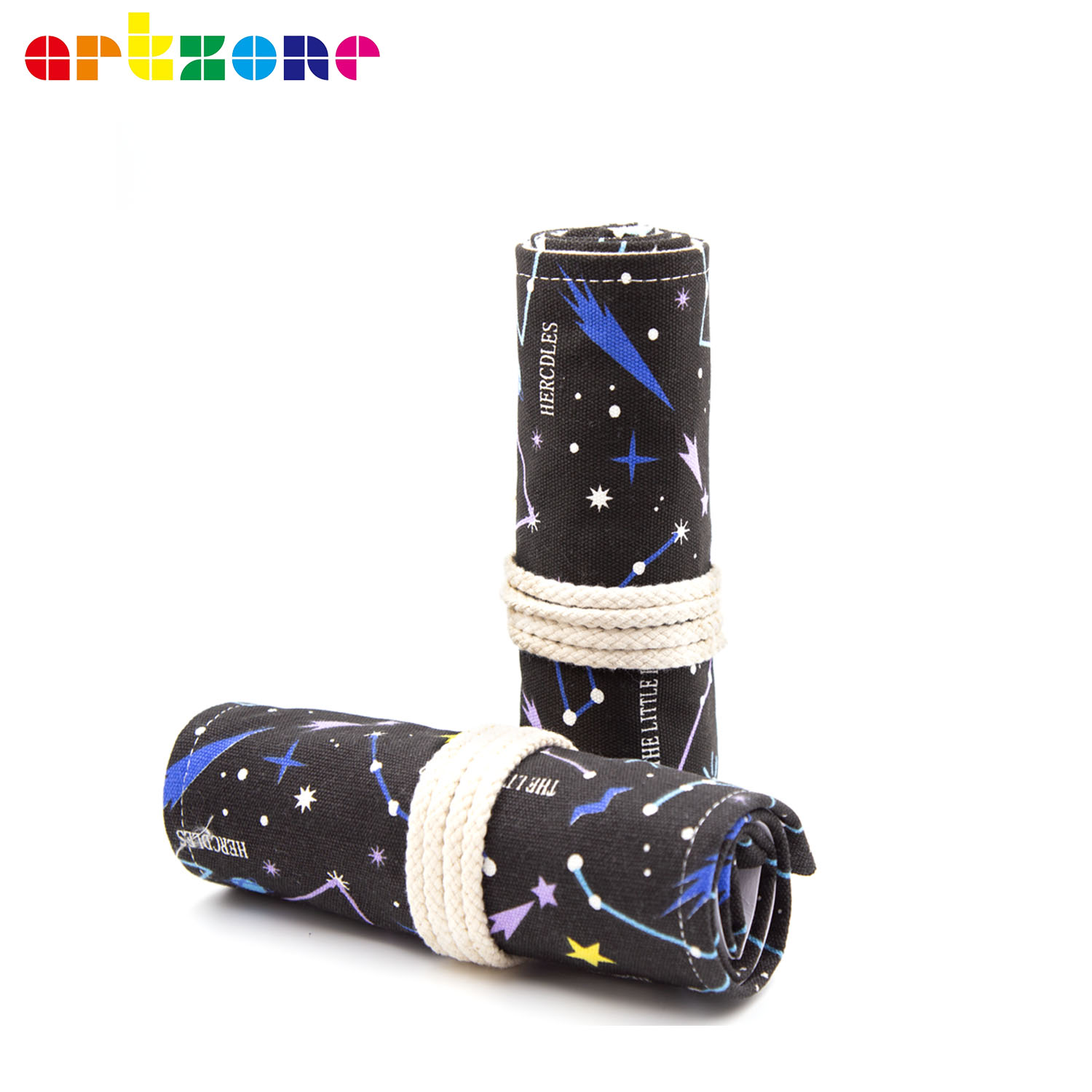 48 Holes Pencil Case Art Pen Bag Pouch Canvas Wrap Roll Makeup Pen Storage Stationery Student School Supplies: B111-48 holes