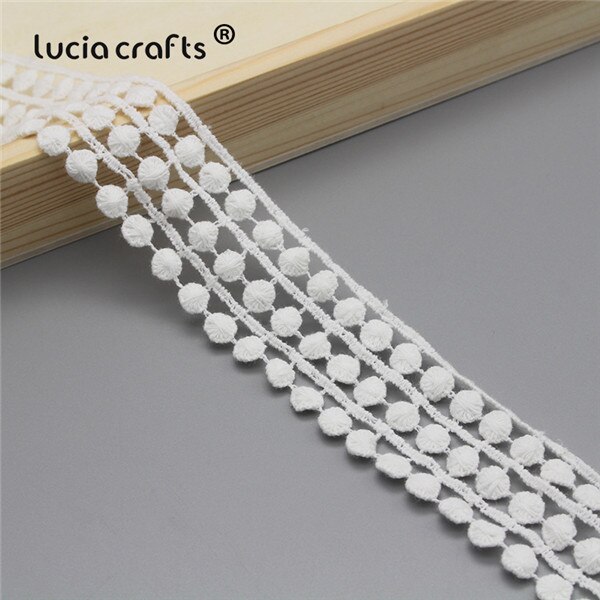 Lucia crafts 3 yards/parti hvidt hult bomuldsblonde stof trimbånd hovedbeklædning syning gør-det-selv beklædningsgenstand dekorationstilbehør  n0401: Stil 5 35mm