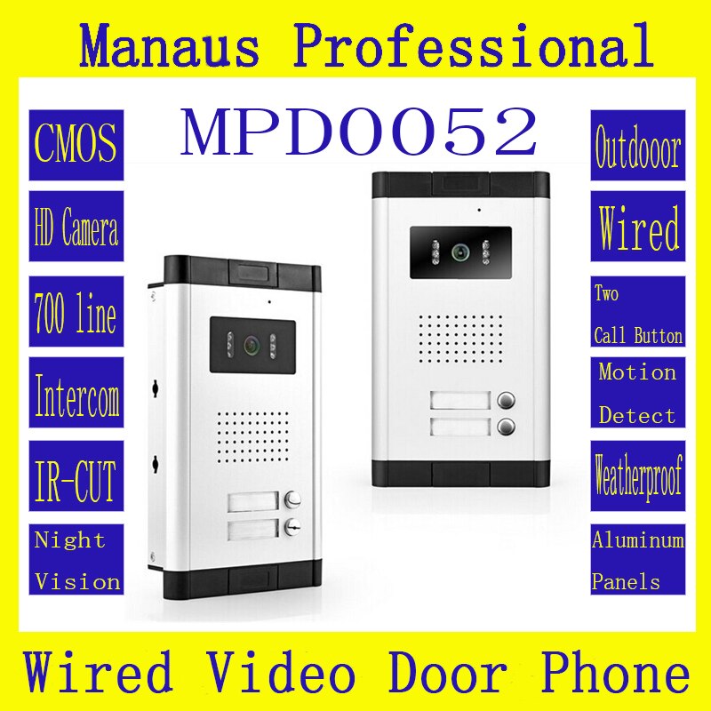 Twee knoppen Wired Videodoorphone Outdoor Monitor, Multi verdiepingen residentiële gebouwen met rechte-touch intercom D52b