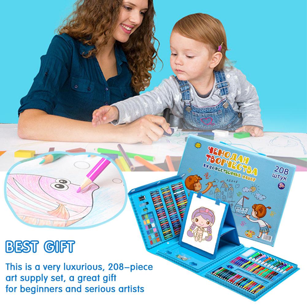 Conjunto de lápis de pintura e desenho infantil, 208 peças, material de papelaria e escritório, aquarela