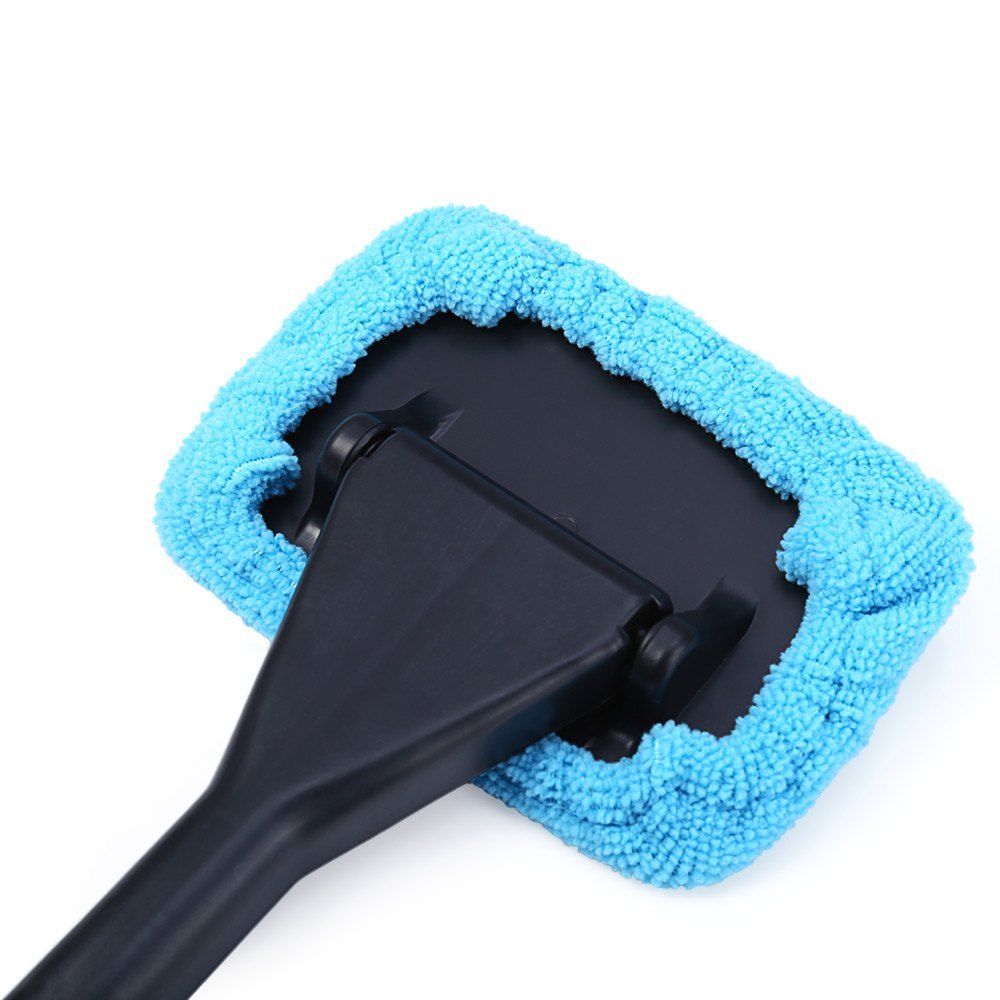 1pc ljusblå bilfönsterborste glasrengörare torkskrapa borst rengöringsverktyg med ren trasa pad microfiber duster