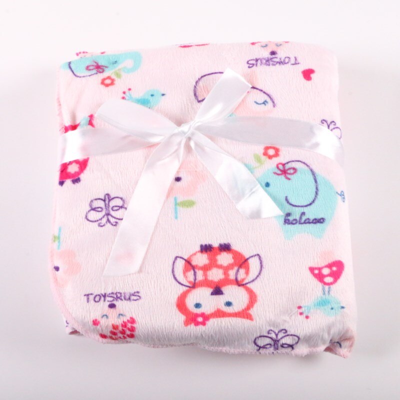 Factory Sales Baby Blanket thicken double layer fleece infant swaddle baby swaddle Microfiber plaid 76*102CM atrq0001: 2pinkowl