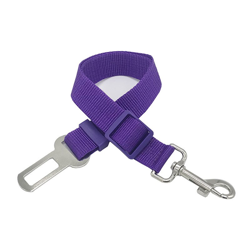 Arnés de seguridad ajustable para coche, correa de viaje con Clip, cinturón de seguridad, productos para perros y gatos, Correa Universal: Púrpura