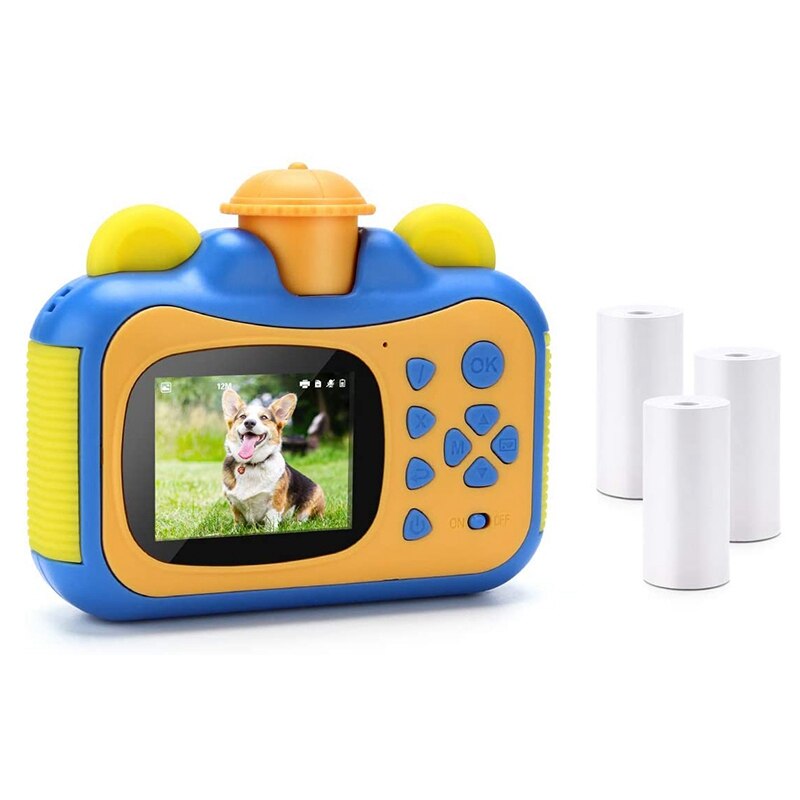 Portable Instant Print Camera Toy Camera with Print Paper Digital Print Camera Birthday for Kids: Blue