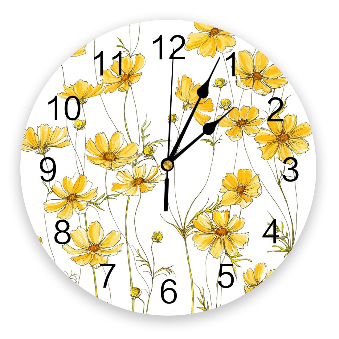 Horloge murale numérique avec coquelicots orange sur fond blanc, décoration d'intérieur, chambre à coucher, silencieuse: 3