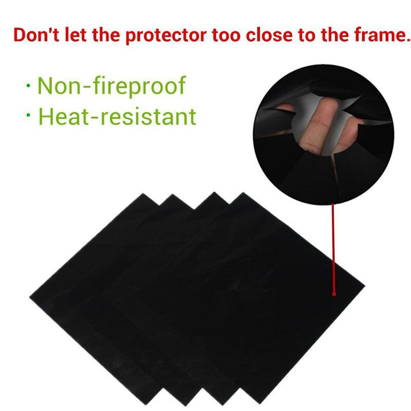 4 unids/set negro papel de aluminio reutilizable de placa de cocina de Gas de protector de quemador de estufa cubierta del trazador de líneas para utensilios de limpieza de cocina conjunto de utensilios para Cocina