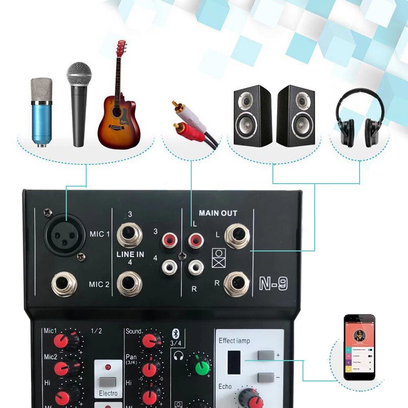 GAX-N9 Professionele 4-Kanaals Dj Digitale Audio Mixer Met Speciale Effecten