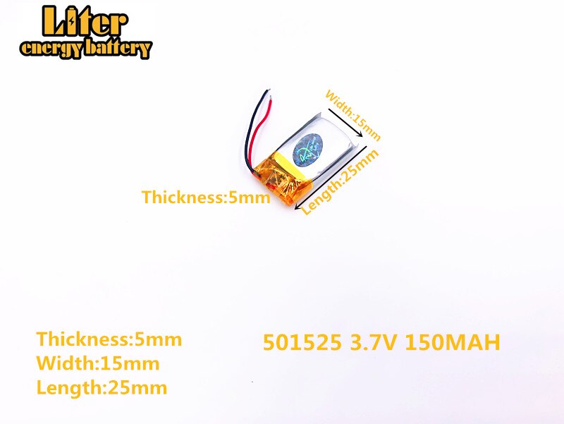 Bateria de lítio polímero de lítio, 3.7v 501525 150mah li-ion bateria recarregável 501525 plug mp3 mp4 mp5 brinquedos pequenos: 3.7v 501525 150mAh