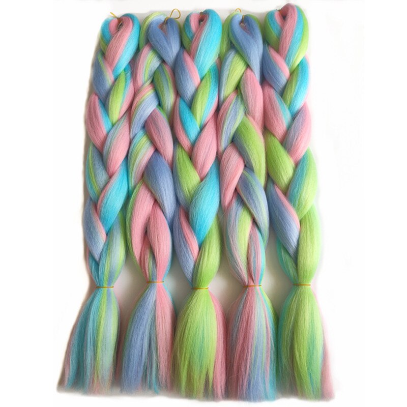 Hywamply 24" Synthetic Jumbo Braid Hair Extension African Braiding Attachment for Twist Box Dread Braids Blend Ombre Candy Color