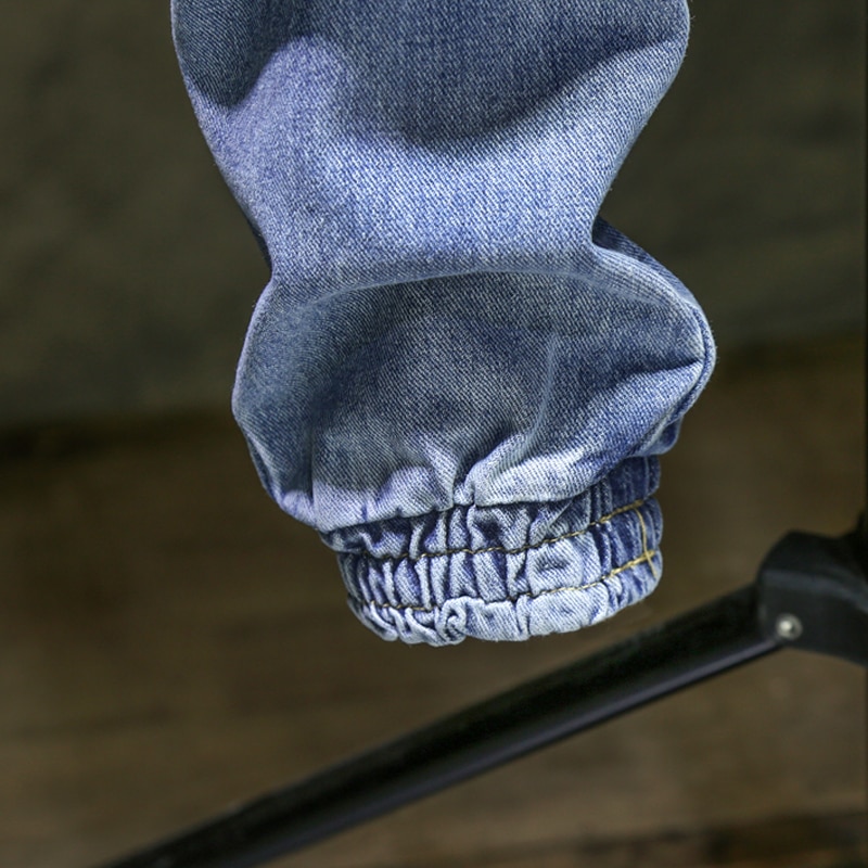 Heren camouflage patchwork losse elastische taille hiphop jeans streetwear heren multi-pocket katoenen joggingbroek cargo denim broek