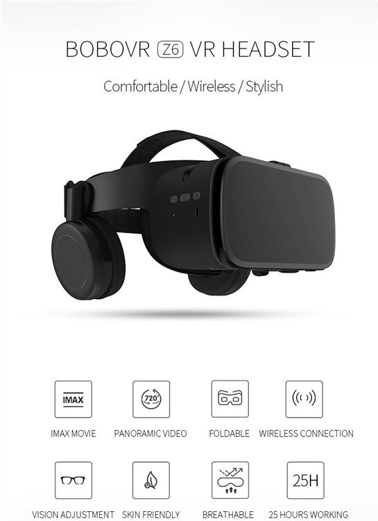 Z6 Upgrade 3D Bril Vr Headset Google Kartonnen Bluetooth Virtual Reality Bril Draadloze Vr Helm Voor Smartphones