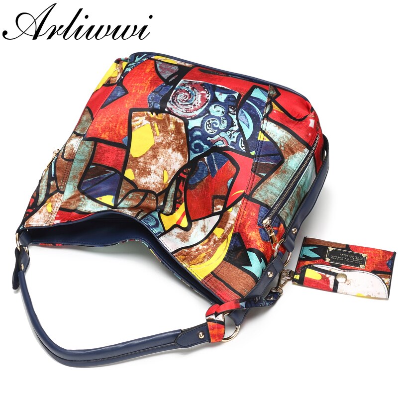 Arliwwi Totem Image Nylon Bags Women Big Ladies Featured Crossbody Handbag PY06